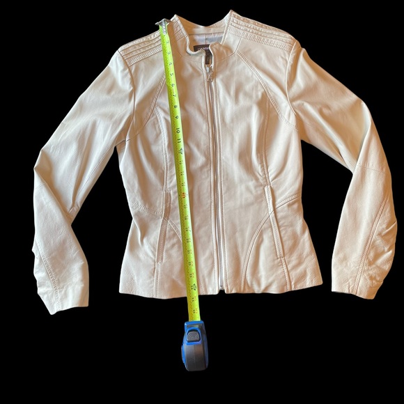 Danier Cream Leather Moto Jacket - small - Picture 6 of 10